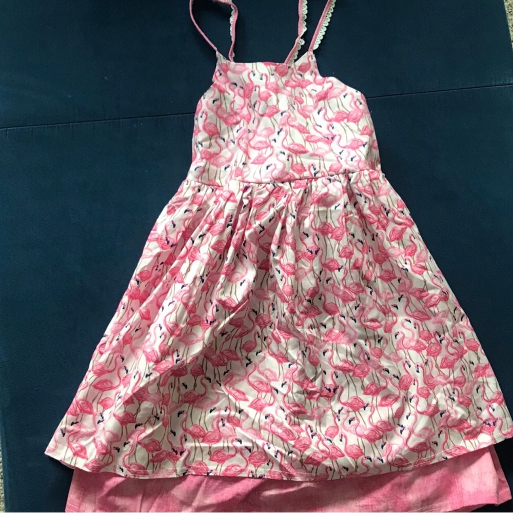 Girls Pink Flamingo Print Sundress NWOT Size 10